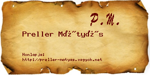 Preller Mátyás névjegykártya